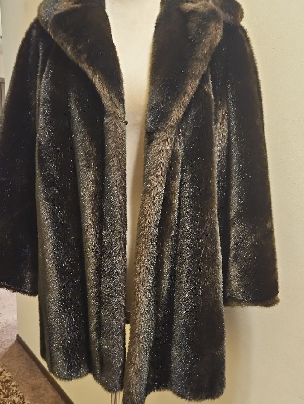 Classic Women's Faux Fur Coat in Dark Brown